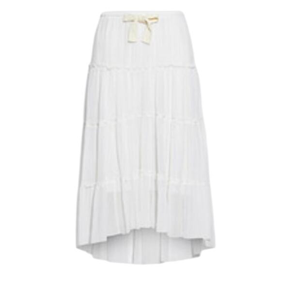 See by Chloe Tiered cotton and silk blend crepon midi white size 12 - Picture 1 of 7